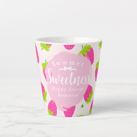 aardbeiroze latte mok (Voorkant)