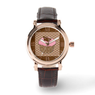 Aardbeiroze voorgekookte perskoeken horloge