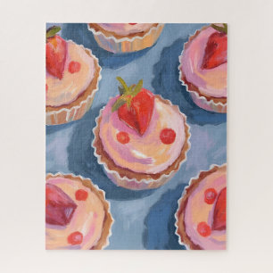 Aardbeitaartjes Vruchtwaterverf Viering Legpuzzel
