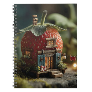 Aardbeizenfeehuis met miniatuurwaslijn notitieboek