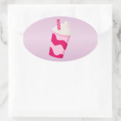 Aardbes Milkshake Ovale Sticker (Tas)