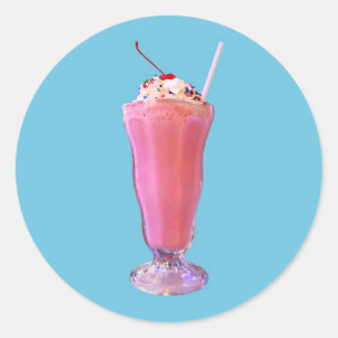Aardbes Milkshake Ronde Sticker