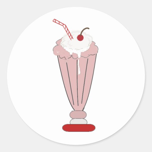 Aardbes Milkshake Ronde Sticker (Voorkant)