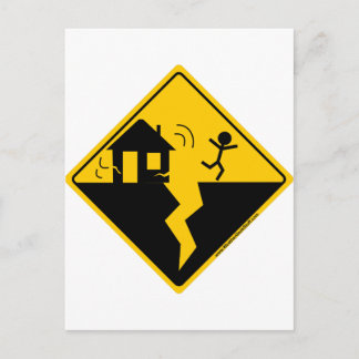 Aardbeving Waarschuwing Merchandise and Clothing Briefkaart