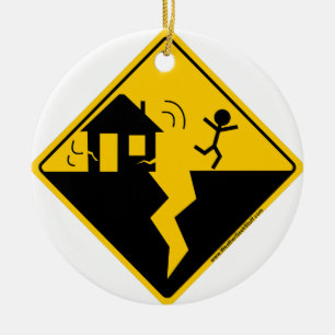 Aardbeving Waarschuwing Merchandise and Clothing Keramisch Ornament