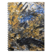 Aardblauw zwart goud Abstracte chaos Notitieboek (Voorkant)
