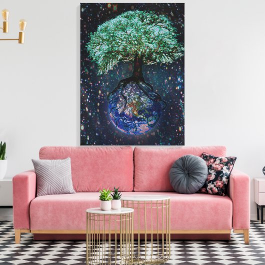 Aardboom van het leven canvas afdruk (Insitu (Woonkamer))