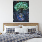 Aardboom van het leven canvas afdruk (Insitu (Slaapkamer))