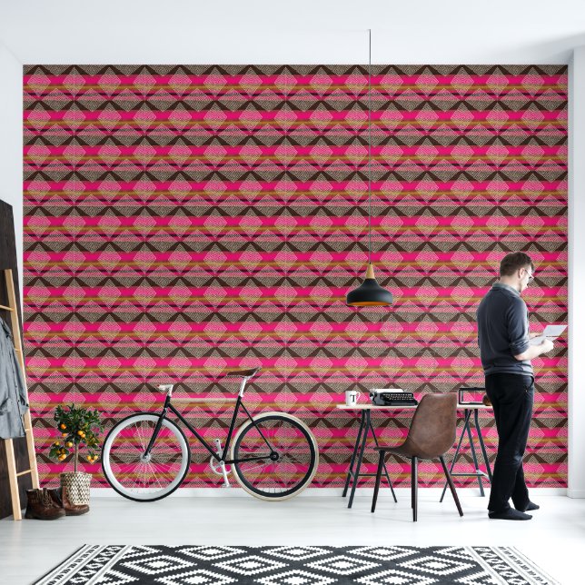 Aardbruin en roze modderdoek Stijl Mooi Behang (Woonkamer)