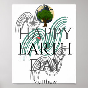 Aarddag Elke Dag Ga Groen Ons Planeet Red T-Shirt Poster