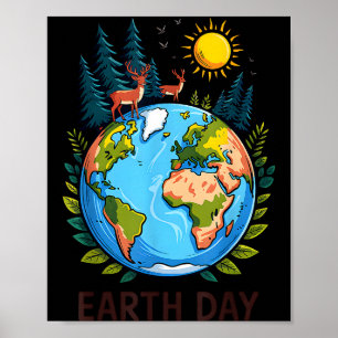 Aarddag planeet natuur groene planeet aarde redden poster