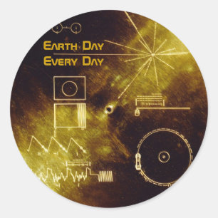 Aarddag - Voyager - Sounds of Earth gouden grammof Ronde Sticker
