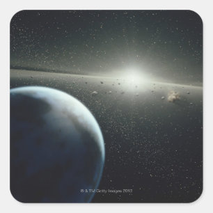 Aarde, Asteroïde Belt en Star Vierkante Sticker