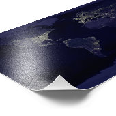 Aarde bij nacht foto afdruk (Hoek)