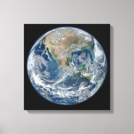 Aarde blauw marmer Verpakt Canvas Afdruk (Voorkant)