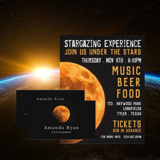 Aarde-bloedeem, Planetarium-evenement Adverteren Flyer