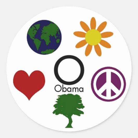Aarde, Bloem, Vrede, Boom, Liefde, Obama Sticker (Voorkant)