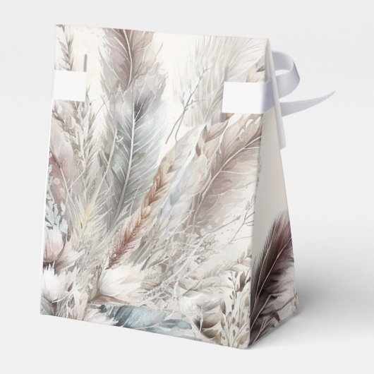 Aarde Bohemian Bloemen Veren Bruiloft Bedankdoosjes (Achterkant)