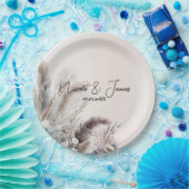 Aarde Bohemian Bloemen Veren Bruiloft Papieren Bordje (Feest)