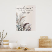 Aarde Bohemian Bloemen Veren Bruiloft Poster (Keuken)