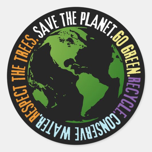 Aarde dag Red de planeet Go Green Ronde Sticker (Voorkant)