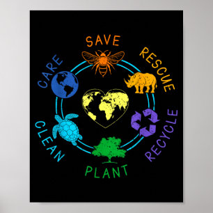 Aarde Dag Redden Redden Recycleer Plant Schoon Ver Poster