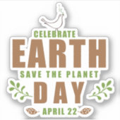 Aarde Dag typografie ontwerp Save the planet Sticker (Voorkant)