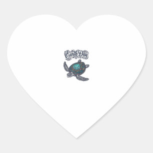 Aarde Dag Zee Schildpad Vintage Gravure Shirt Ontw Hart Sticker