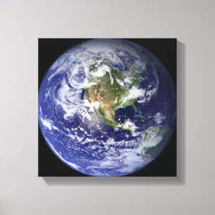 Aarde die de westerne hemisfeer tonen canvas afdruk