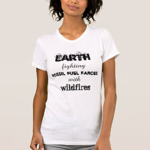 Aarde die fossiele brandstoffen bestrijdt met bosb t-shirt