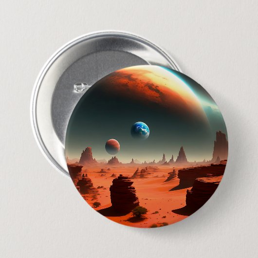 Aarde Dit is Mars Calling, Button Badge (Voorkant /achterkant)