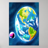 Aarde en maan | AI Art Poster (Voorkant)