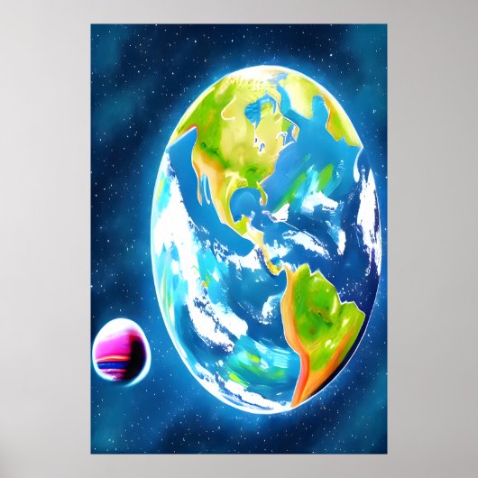 Aarde en maan | AI Art Poster (Voorkant)