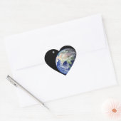 Aarde en maan uit de ruimte hart sticker (Envelop)