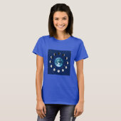 Aarde- en Moonfasen met Starry-achtergrond T-shirt (Voorkant volledig)