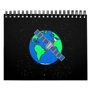 Aarde en satelliet in de ruimte kalender