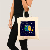 Aarde en satellietCanvas tas