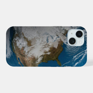 Aarde gevuld met gesimuleerde wolken boven Noord-A iPhone 15 Hoesje