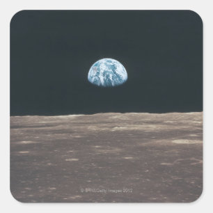 Aarde gezien van de maan vierkante sticker