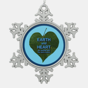 Aarde - Heart Anagram Tin Sneeuwvlok Ornament