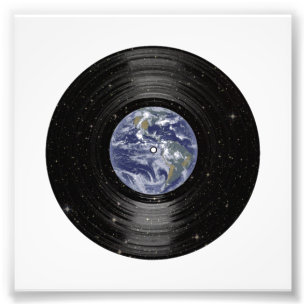 Aarde in de ruimtevaart opgenomen vinyllp-record foto afdruk