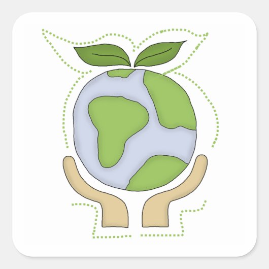 Aarde in onze handen T-shirts en cadeaus Vierkante Sticker (Voorkant)