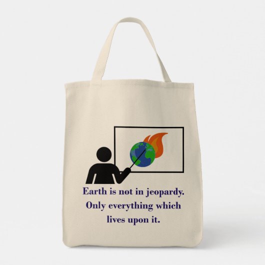 Aarde is niet in gevaar - klimaatverandering tote bag (Achterkant)