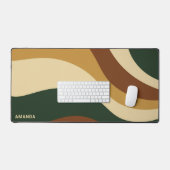 Aarde kleuren golvende lijnen modern ontwerp monog bureaumat (Keyboard & Muis)