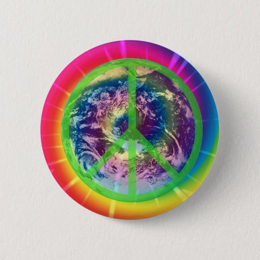 Aarde, kleurstof en vrede ronde button 5,7 cm (Voorkant)