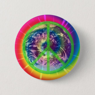 Aarde, kleurstof en vrede ronde button 5,7 cm