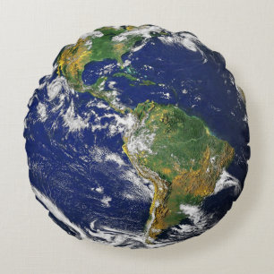Aarde kussen-Met BEIDE kanten van onze planeet! Rond Kussen
