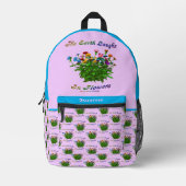 Aarde lacht in bloemen citaat gepersonaliseerd bedrukte rugzak (Voorkant)