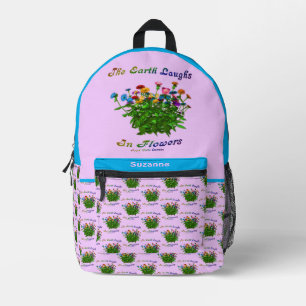 Aarde lacht in bloemen citaat gepersonaliseerd bedrukte rugzak
