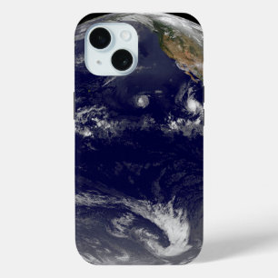 Aarde met drie tropische cyclonen in de Stille Oce